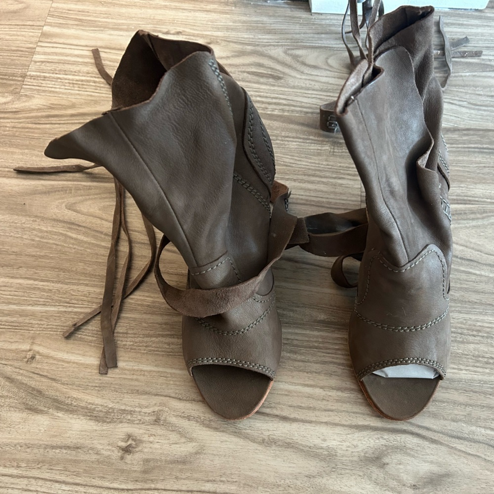 Free People Grey-ish, Dark Brown Peep-toe, & Lace Up Shoes.